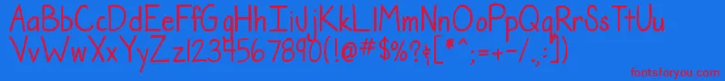DjbTheTeacherFont Font – Red Fonts on Blue Background