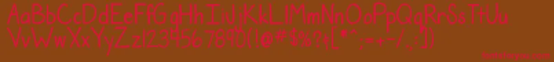 DjbTheTeacherFont-fontti – punaiset fontit ruskealla taustalla