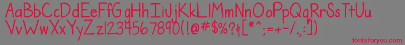 Fonte DjbTheTeacherFont – fontes vermelhas em um fundo cinza