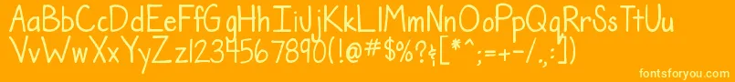 フォントDjbTheTeacherFont – オレンジの背景に黄色の文字