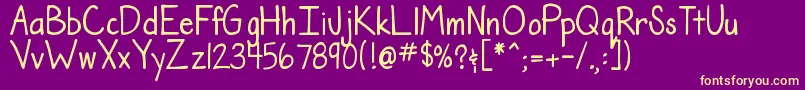 Fonte DjbTheTeacherFont – fontes amarelas em um fundo roxo