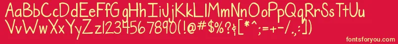 Fonte DjbTheTeacherFont – fontes amarelas em um fundo vermelho