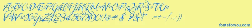 SignaritaChloe Font – Blue Fonts on Yellow Background