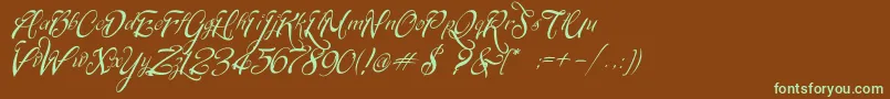 SignaritaChloe-Schriftart – Grüne Schriften auf braunem Hintergrund