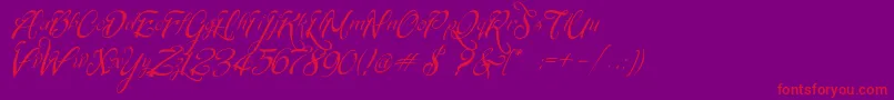 SignaritaChloe-Schriftart – Rote Schriften auf violettem Hintergrund