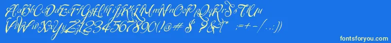 SignaritaChloe Font – Yellow Fonts on Blue Background