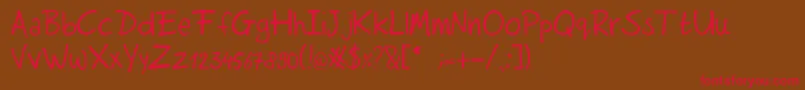 Rutmerhand-Schriftart – Rote Schriften auf braunem Hintergrund