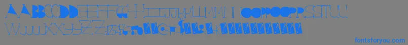 フォントStarrising – 灰色の背景に青い文字