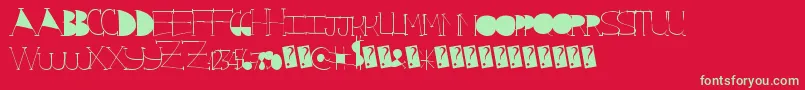 Starrising-Schriftart – Grüne Schriften auf rotem Hintergrund