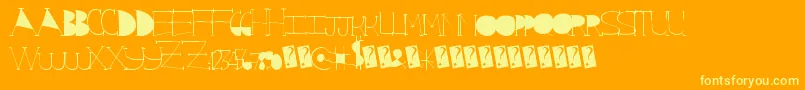 Starrising-Schriftart – Gelbe Schriften auf orangefarbenem Hintergrund
