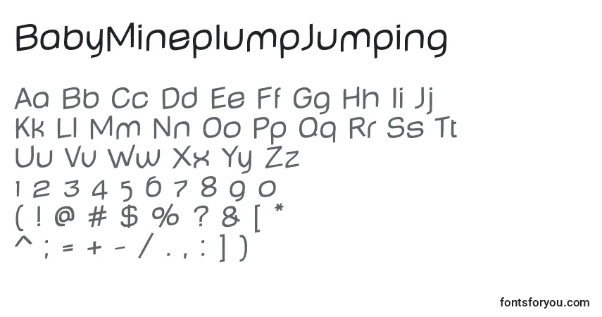 Schriftart BabyMineplumpJumping – Alphabet, Zahlen, spezielle Symbole