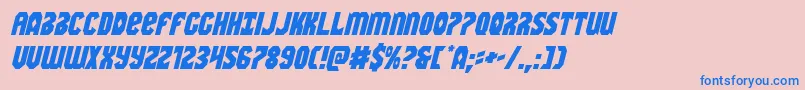 Warnationital-Schriftart – Blaue Schriften auf rosa Hintergrund