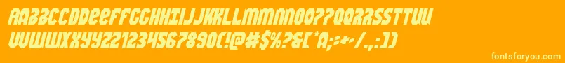 Warnationital-Schriftart – Gelbe Schriften auf orangefarbenem Hintergrund