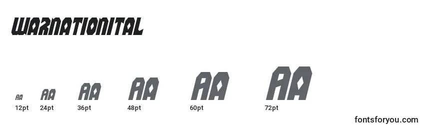 Größen der Schriftart Warnationital