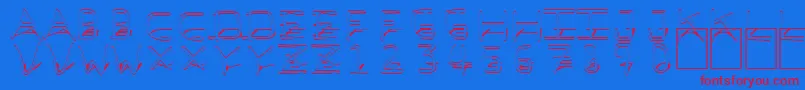 Pfvbf3Ds-Schriftart – Rote Schriften auf blauem Hintergrund