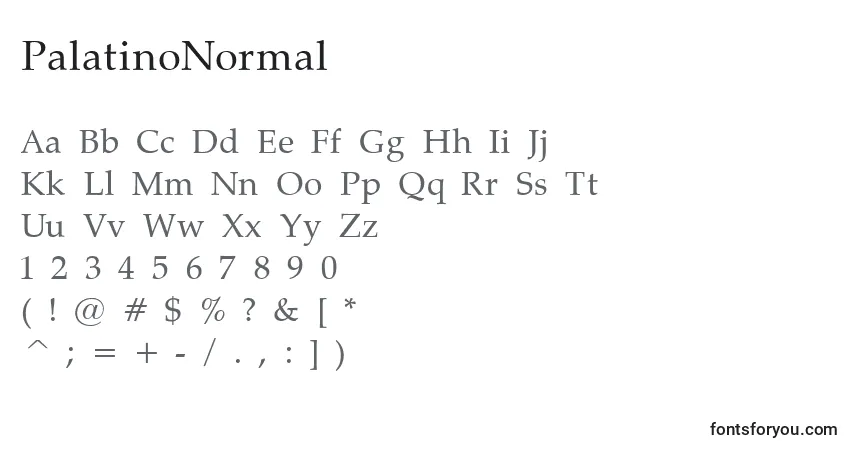 Fuente PalatinoNormal - alfabeto, números, caracteres especiales