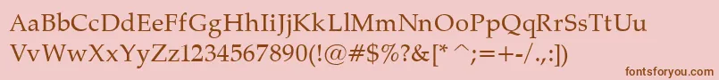 PalatinoNormal-Schriftart – Braune Schriften auf rosa Hintergrund