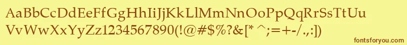PalatinoNormal Font – Brown Fonts on Yellow Background