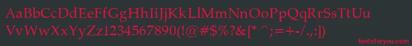 PalatinoNormal Font – Red Fonts on Black Background