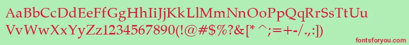PalatinoNormal Font – Red Fonts on Green Background