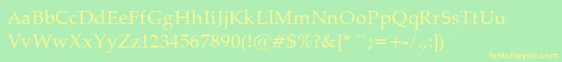 PalatinoNormal Font – Yellow Fonts on Green Background
