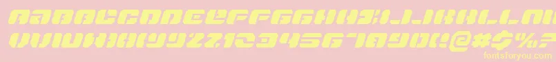 DanStargateExpandedItalic-fontti – keltaiset fontit vaaleanpunaisella taustalla