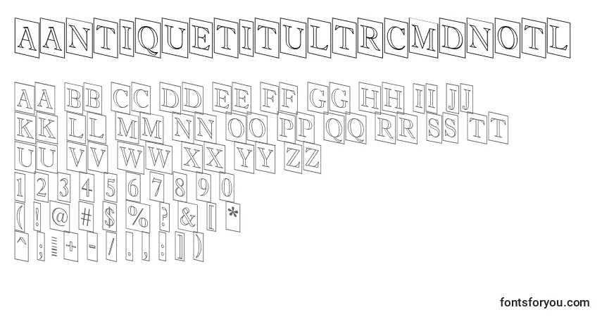 Czcionka AAntiquetitultrcmdnotl – alfabet, cyfry, specjalne znaki