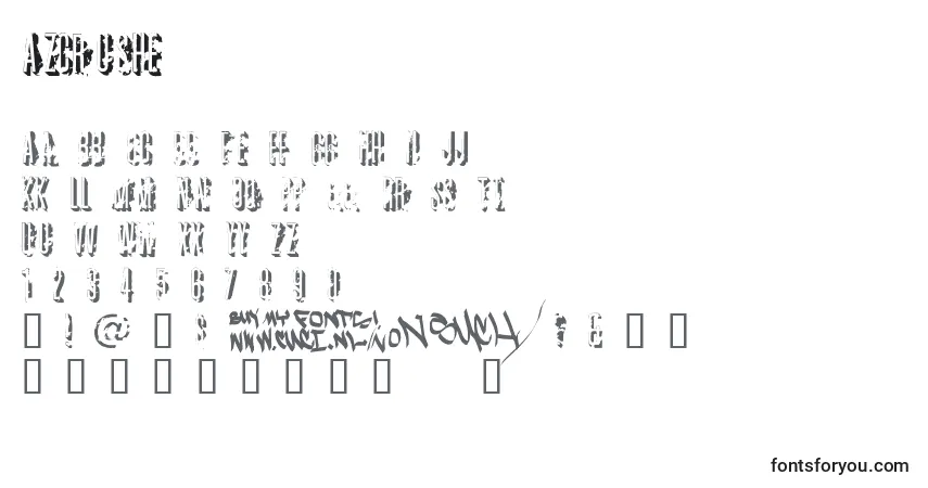 Schriftart Azcrushe – Alphabet, Zahlen, spezielle Symbole