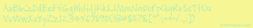 PftissueRegular-Schriftart – Grüne Schriften auf gelbem Hintergrund