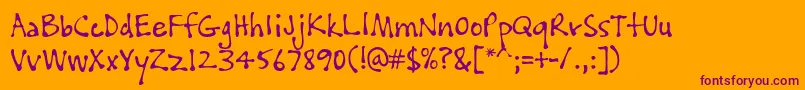 PftissueRegular-Schriftart – Violette Schriften auf orangefarbenem Hintergrund