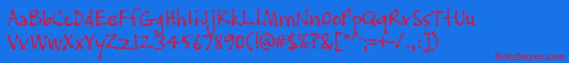 PftissueRegular Font – Red Fonts on Blue Background