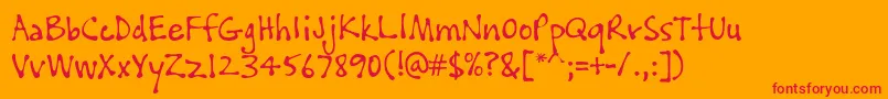 PftissueRegular-Schriftart – Rote Schriften auf orangefarbenem Hintergrund