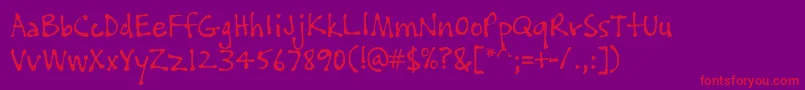 PftissueRegular-Schriftart – Rote Schriften auf violettem Hintergrund
