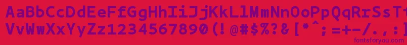 Bpmonobold-fontti – violetit fontit punaisella taustalla