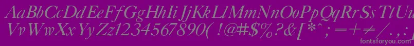 GazetatitulcItalic-fontti – harmaat kirjasimet violetilla taustalla