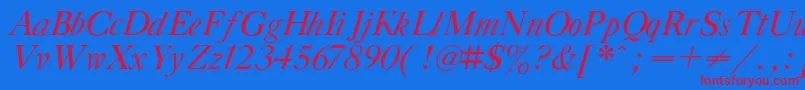 GazetatitulcItalic Font – Red Fonts on Blue Background