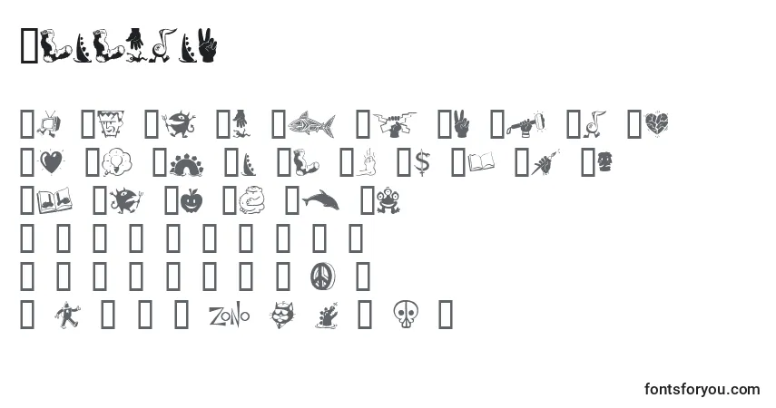 Schriftart Zonoding – Alphabet, Zahlen, spezielle Symbole