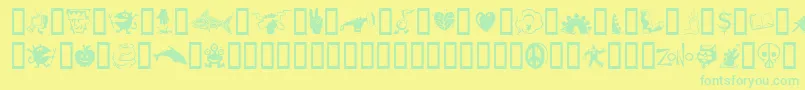フォントZonoding – 黄色い背景に緑の文字