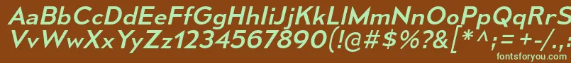 MesmerizeSeRgIt-fontti – vihreät fontit ruskealla taustalla