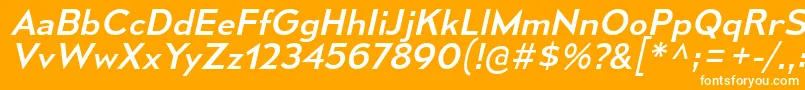 MesmerizeSeRgIt-fontti – valkoiset fontit oranssilla taustalla