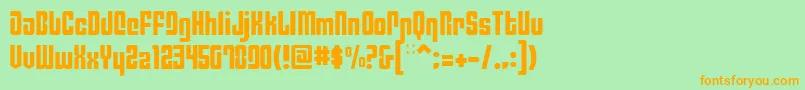 フォントPhiladelphiaLight – オレンジの文字が緑の背景にあります。