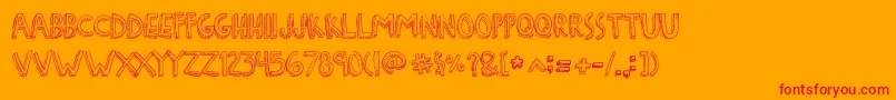 DenneFreakshow-Schriftart – Rote Schriften auf orangefarbenem Hintergrund