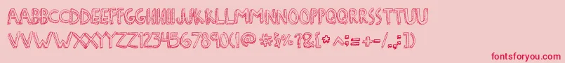 Fonte DenneFreakshow – fontes vermelhas em um fundo rosa