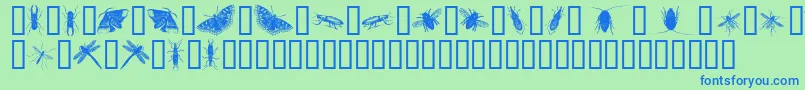 InsectsOne-Schriftart – Blaue Schriften auf grünem Hintergrund