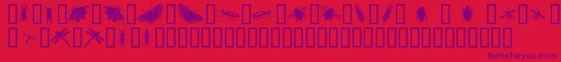Czcionka InsectsOne – fioletowe czcionki na czerwonym tle