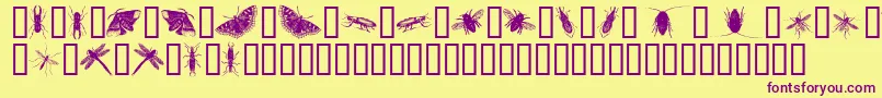 InsectsOne-Schriftart – Violette Schriften auf gelbem Hintergrund