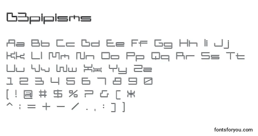 A fonte D3pipisms – alfabeto, números, caracteres especiais