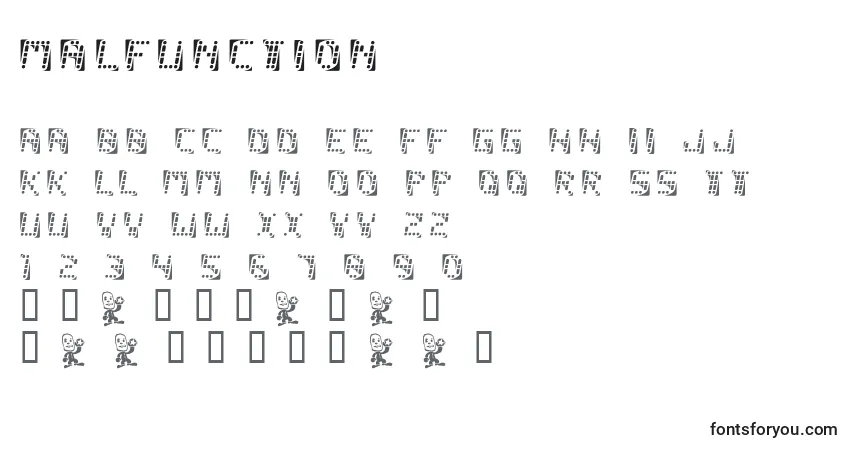 Czcionka Malfunction – alfabet, cyfry, specjalne znaki