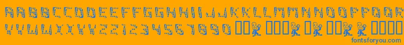 Malfunction-Schriftart – Blaue Schriften auf orangefarbenem Hintergrund