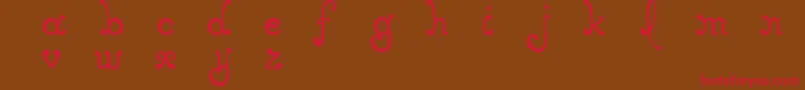 フォントMtfElegance – 赤い文字が茶色の背景にあります。